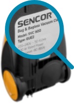 Na zadní straně vysavače jsou zpravidla všechny důležité informace